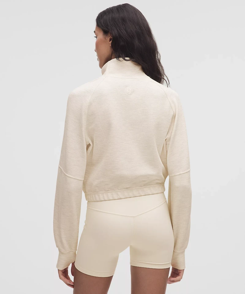 Scuba Cropped Funnel-Neck Half Zip *Waffle
