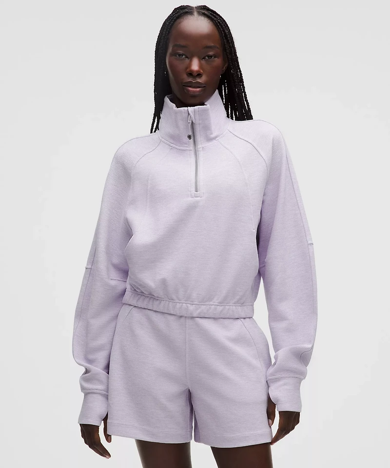 Scuba Cropped Funnel-Neck Half Zip *Waffle