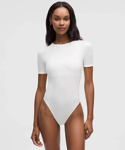 Stretch Cotton Ribbed Short-Sleeve Bodysuit | Women's Bodysuits