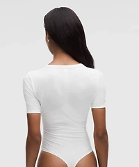 Stretch Cotton Ribbed Short-Sleeve Bodysuit | Women's Bodysuits