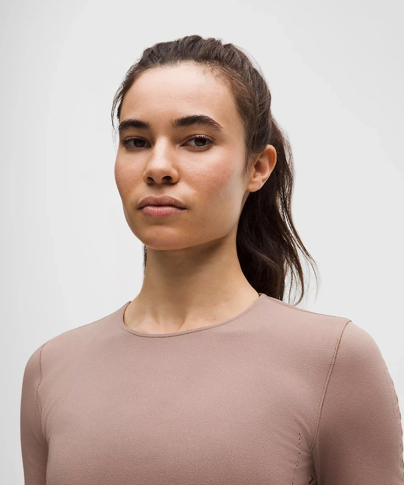 RevealKnit Eyelet Crewneck Long-Sleeve Shirt
