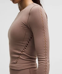 RevealKnit Eyelet Crewneck Long-Sleeve Shirt