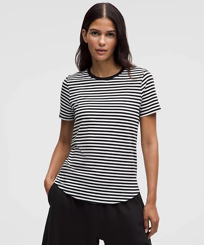Love Curved-Hem Crewneck T-Shirt | Women's Short Sleeve Shirts & Tee's
