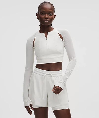 Mesh Cropped Long-Sleeve Shirt *SLNSH Collection | Women's Long Sleeve Shirts