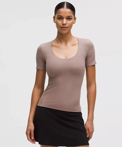 Wundermost Ultra-Soft Ribbed Nulu Scoop-Neck Shirt