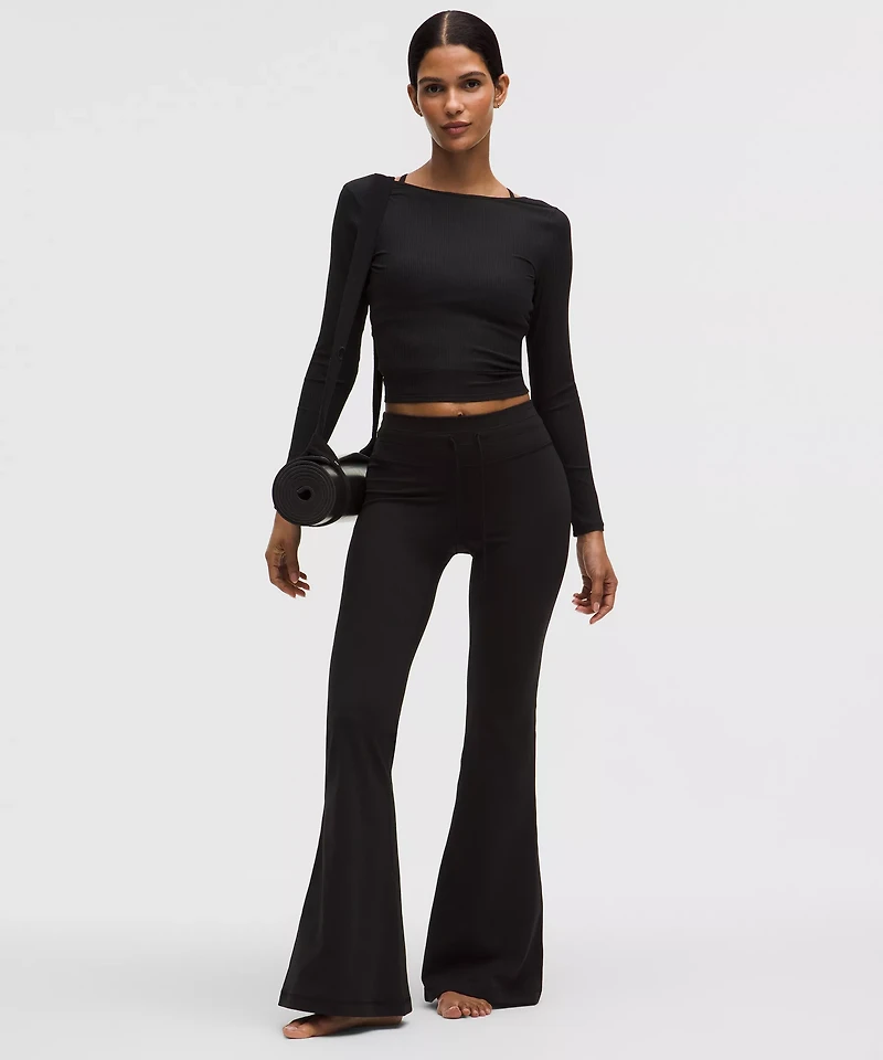 Ribbed Scoop-Back Yoga Long-Sleeve Shirt