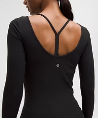 Ribbed Scoop-Back Yoga Long-Sleeve Shirt