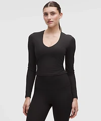 All It Takes Ribbed Nulu V-Neck Long-Sleeve Shirt *B-D Cups | Women's Long Sleeve Shirts