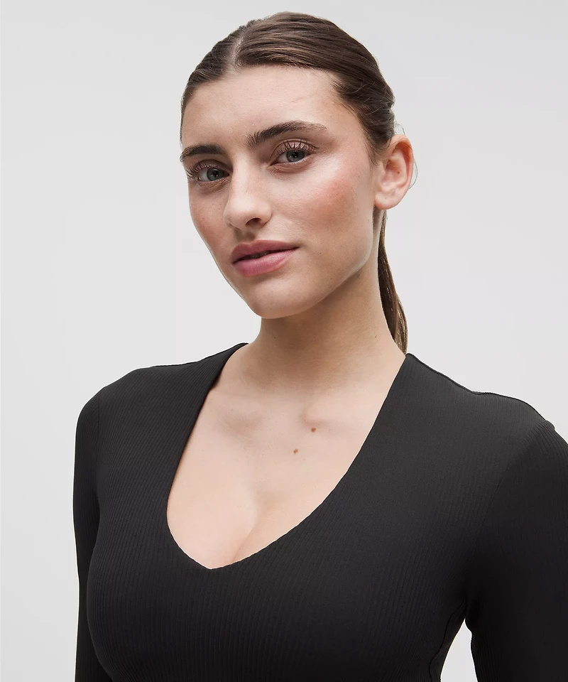 All It Takes Ribbed Nulu V-Neck Long-Sleeve Shirt *B-D Cups | Women's Long Sleeve Shirts