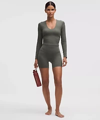All It Takes Ribbed Nulu V-Neck Long-Sleeve Shirt *B-D Cups | Women's Long Sleeve Shirts