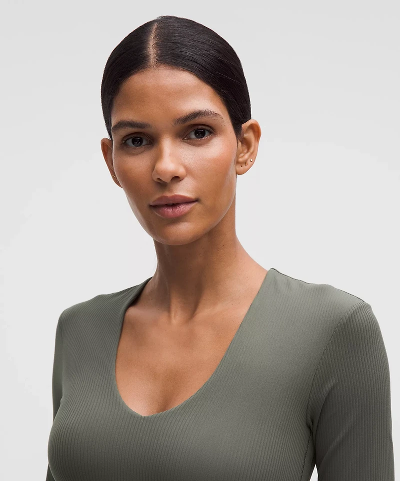 All It Takes Ribbed Nulu V-Neck Long-Sleeve Shirt *B-D Cups | Women's Long Sleeve Shirts