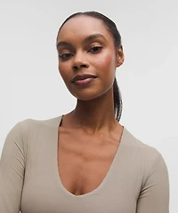 All It Takes Ribbed Nulu V-Neck Long-Sleeve Shirt *B-D Cups