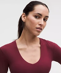 All It Takes Ribbed Nulu V-Neck Long-Sleeve Shirt *B-D Cups