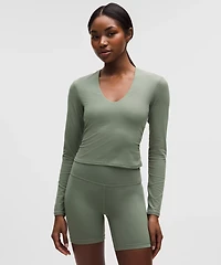 All It Takes Ribbed Nulu V-Neck Long-Sleeve Shirt *B-D Cups