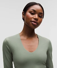 All It Takes Ribbed Nulu V-Neck Long-Sleeve Shirt *B-D Cups