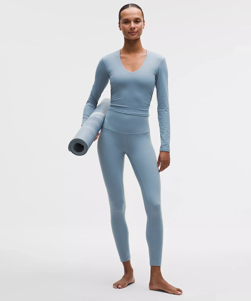 All It Takes Ribbed Nulu V-Neck Long-Sleeve Shirt *B-D Cups