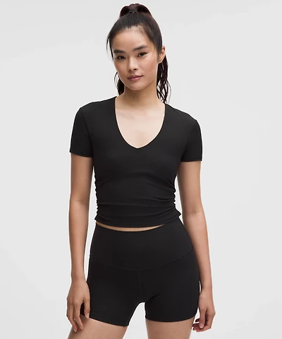 All It Takes Ribbed Nulu V-Neck T-Shirt *B–D Cups | Women's Short Sleeve Shirts & Tee's