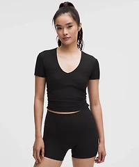 All It Takes Ribbed Nulu V-Neck T-Shirt *B–D Cups | Women's Short Sleeve Shirts & Tee's