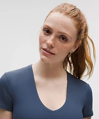 All It Takes Ribbed Nulu V-Neck T-Shirt *B–D Cups | Women's Short Sleeve Shirts & Tee's