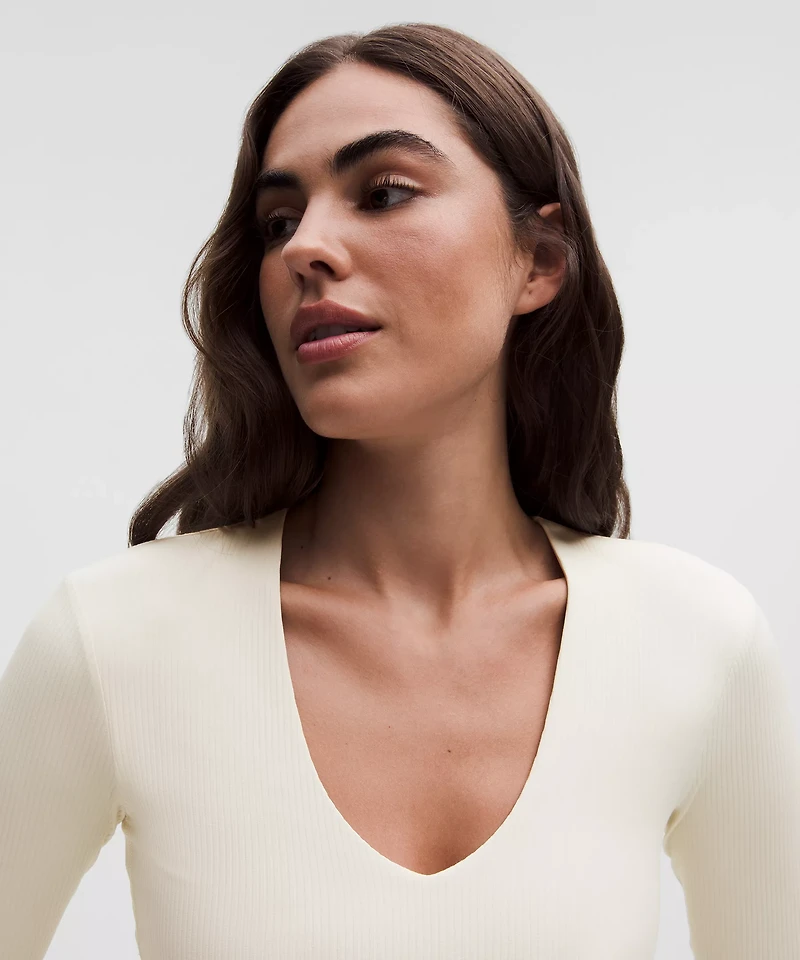 All It Takes Ribbed Nulu V-Neck Long-Sleeve Shirt *B-D Cups | Women's Long Sleeve Shirts