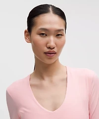 All It Takes Ribbed Nulu V-Neck Long-Sleeve Shirt *B-D Cups