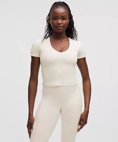 All It Takes Ribbed Nulu V-Neck T-Shirt *B–D Cups | Women's Short Sleeve Shirts & Tee's