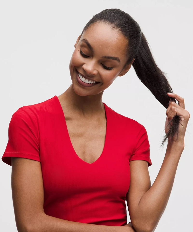 All It Takes Ribbed Nulu V-Neck T-Shirt *B–D Cups
