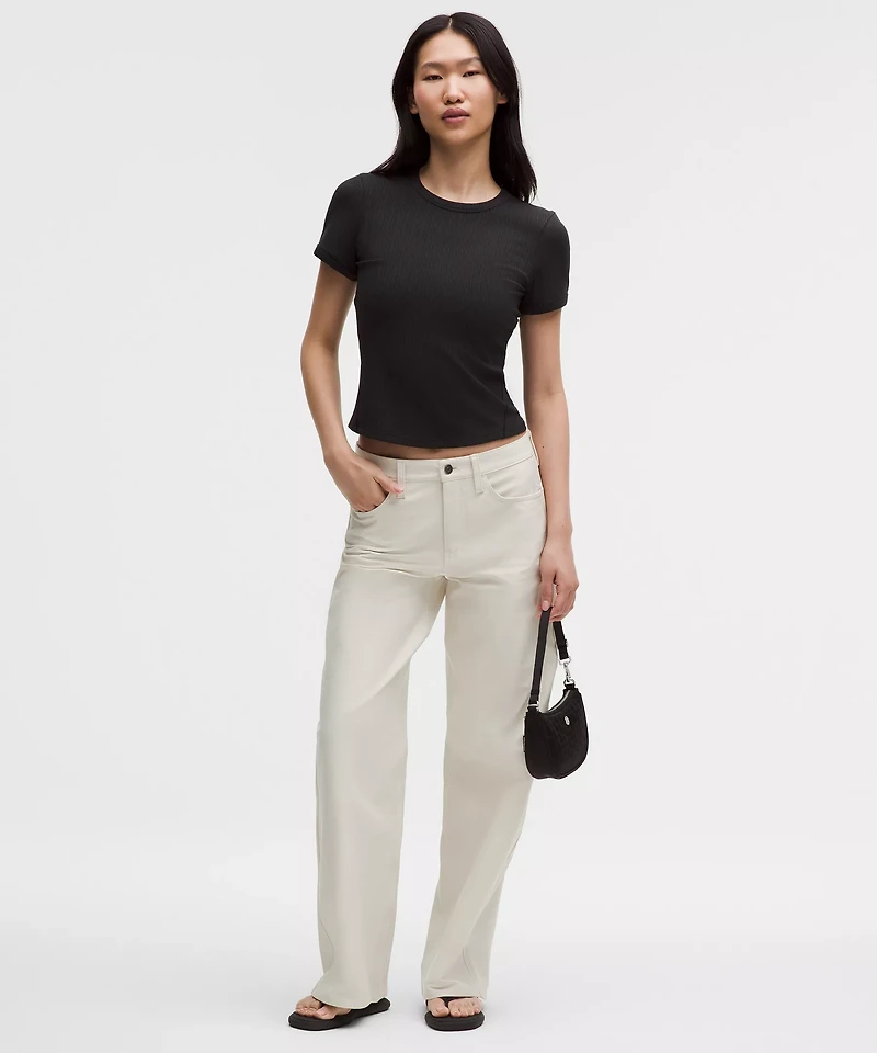 Hold Tight Micro-Rib Straight-Hem T-Shirt