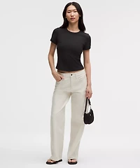 Hold Tight Micro-Rib Straight-Hem T-Shirt