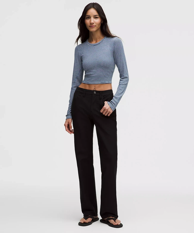 Hold Tight Straight-Hem Cropped Long-Sleeve Shirt
