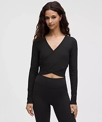 Nulu Ribbed Wrap-Front Long-Sleeve Shirt *Heart