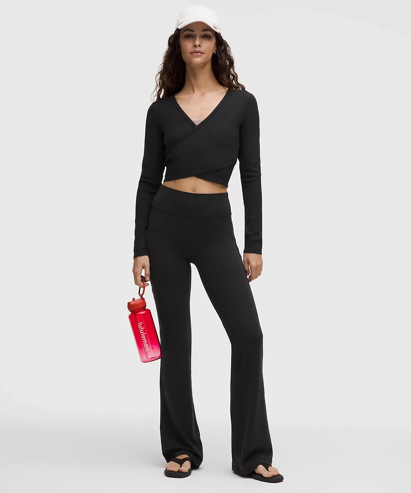 Nulu Ribbed Wrap-Front Long-Sleeve Shirt *Heart