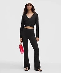 Nulu Ribbed Wrap-Front Long-Sleeve Shirt *Heart