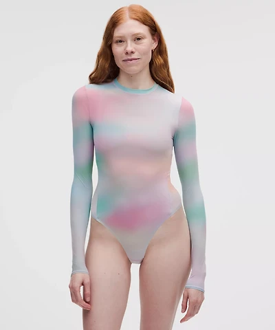 Wundermost Ultra-Soft Nulu Mesh Long-Sleeve Crewneck Bodysuit *Pride