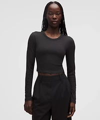 Hold Tight Straight-Hem Cropped Long-Sleeve Shirt