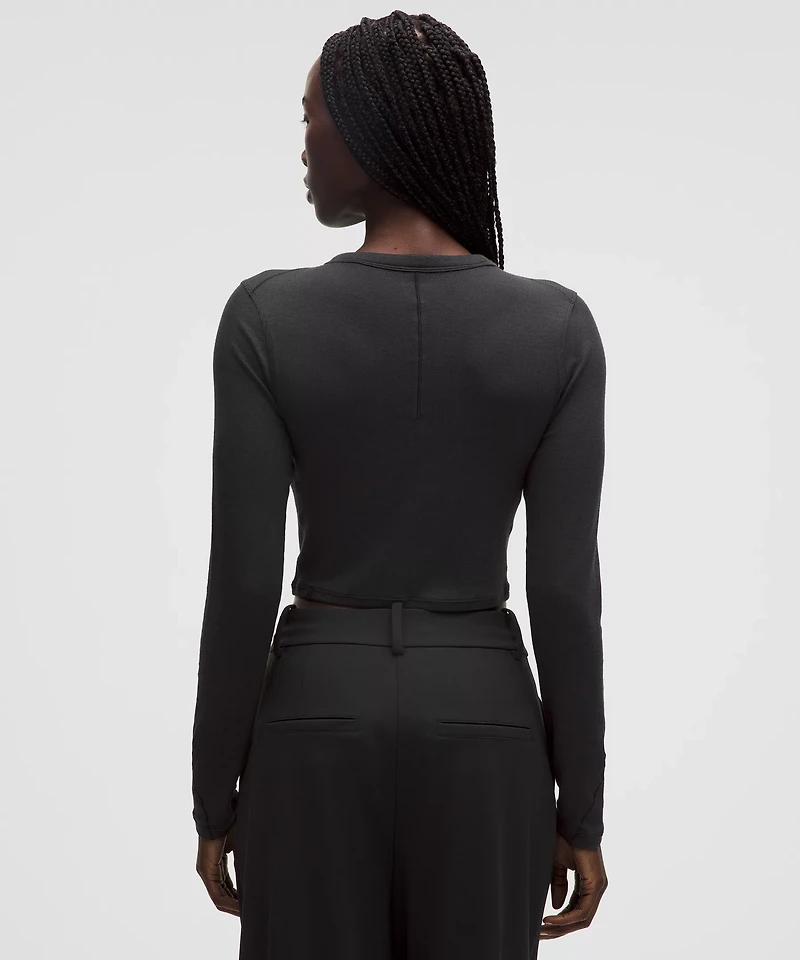 Hold Tight Straight-Hem Cropped Long-Sleeve Shirt