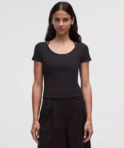 Hold Tight Micro-Rib Cross-Back T-Shirt