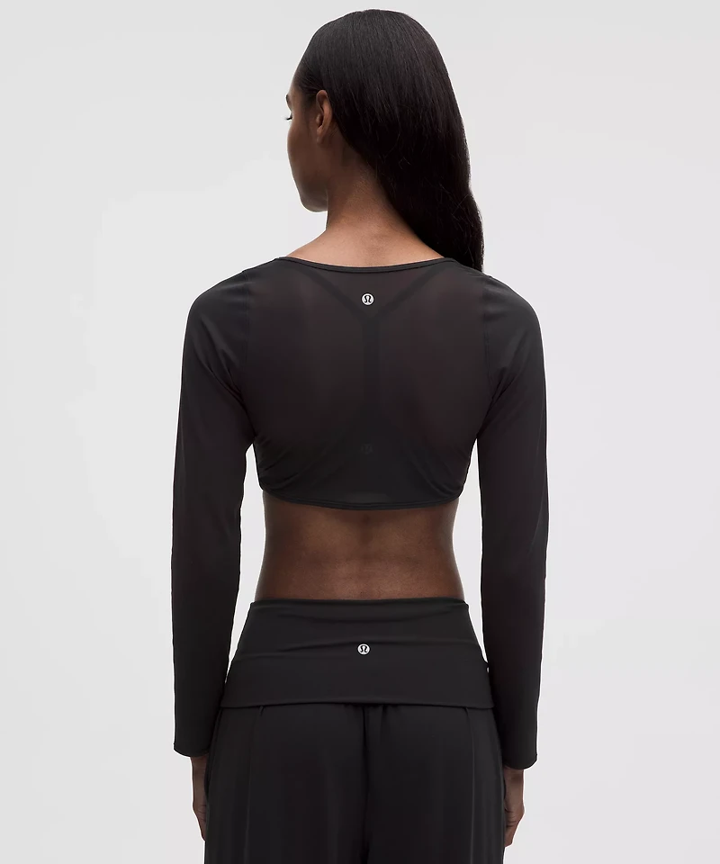 Nulu Mesh-Back Tie-Front Cropped Cardigan