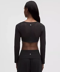 Nulu Mesh-Back Tie-Front Cropped Cardigan