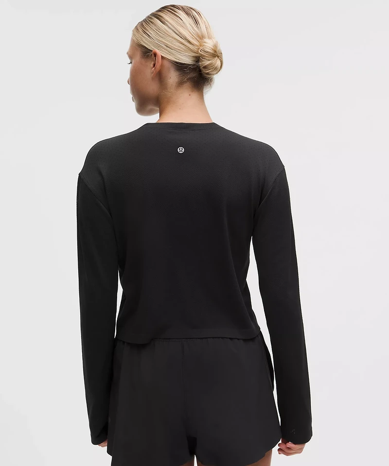 Swiftly Perforated Stripe Long-Sleeve Shirt