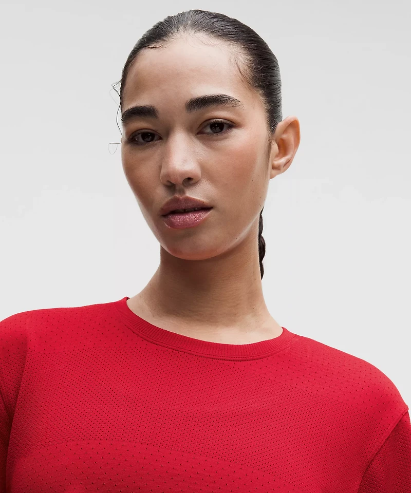 Swiftly Perforated Stripe Short-Sleeve Shirt