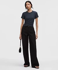 Hold Tight Micro-Rib Straight-Hem T-Shirt