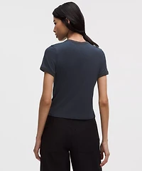 Hold Tight Micro-Rib Straight-Hem T-Shirt