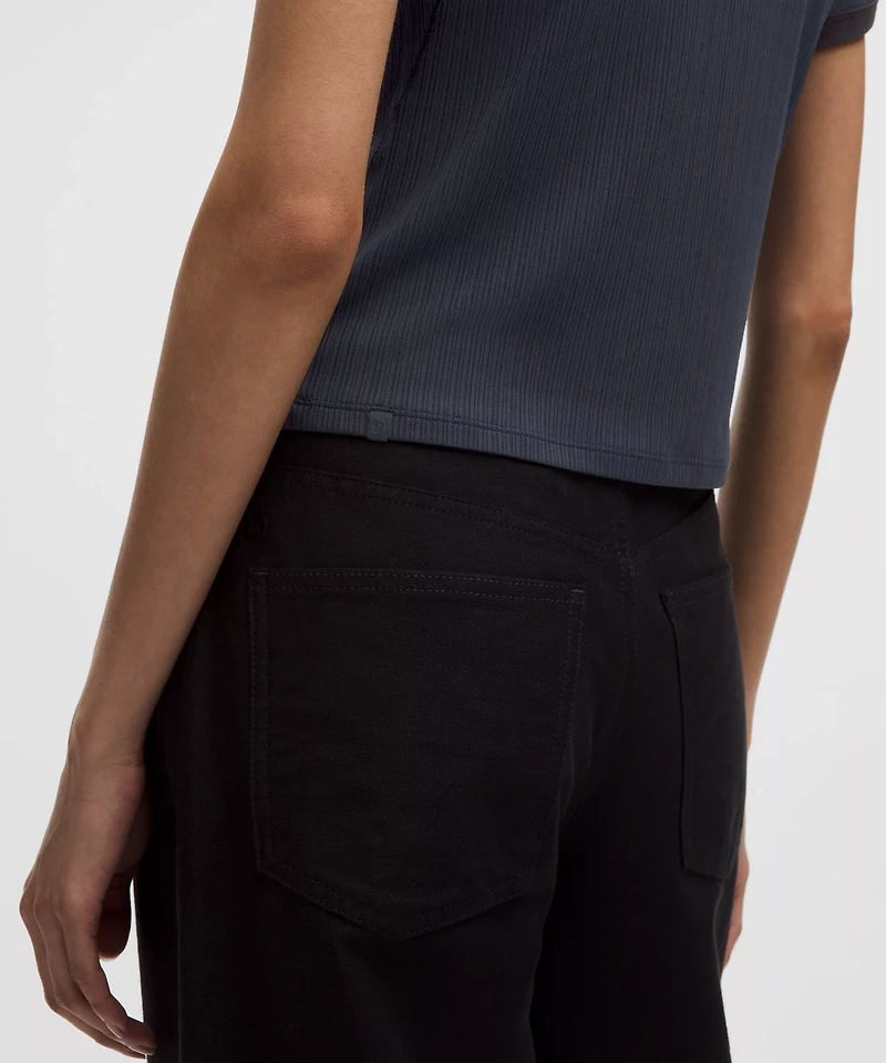 Hold Tight Micro-Rib Straight-Hem T-Shirt