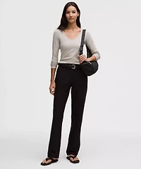 Hold Tight Micro-Rib V-Neck Long-Sleeve Shirt