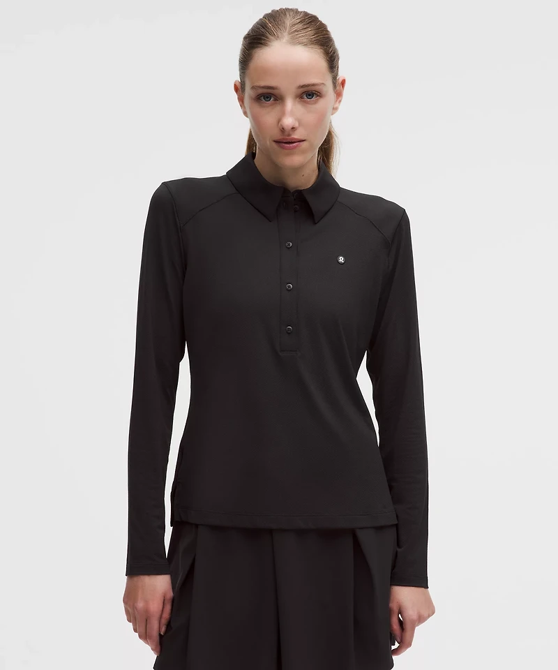Quick-Dry Long-Sleeve Polo Shirt *Straight Hem