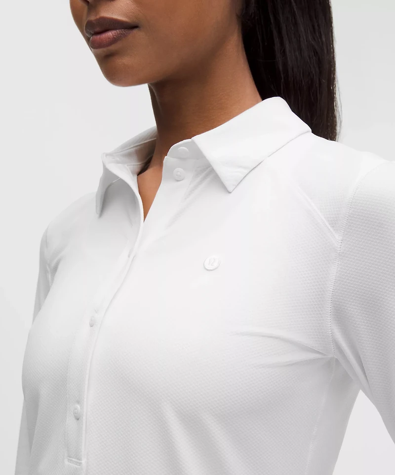 Quick-Dry Long-Sleeve Polo Shirt *Straight Hem