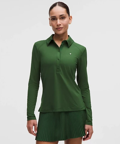 Quick-Dry Long-Sleeve Polo Shirt *Straight Hem