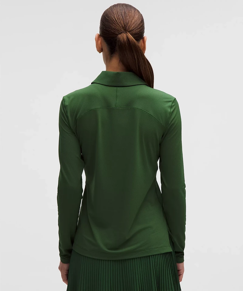 Quick-Dry Long-Sleeve Polo Shirt *Straight Hem