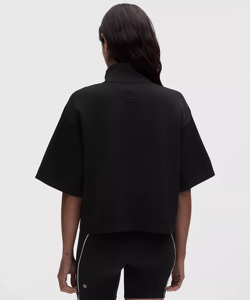 Structured Knit Half-Zip Short-Sleeve Shirt
